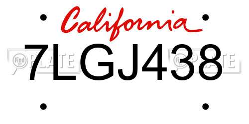 7LGJ438 California License Plate