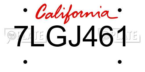 7LGJ461 California License Plate