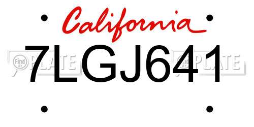 7LGJ641 California License Plate