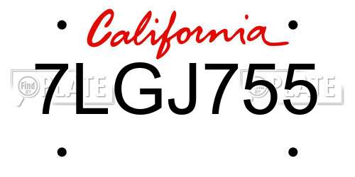 7LGJ755 California License Plate