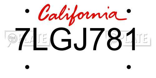 7LGJ781 California License Plate