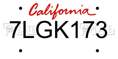 7LGK173 California License Plate