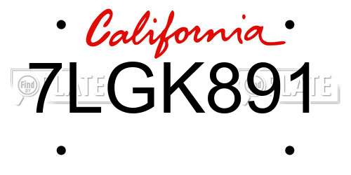7LGK891 California License Plate