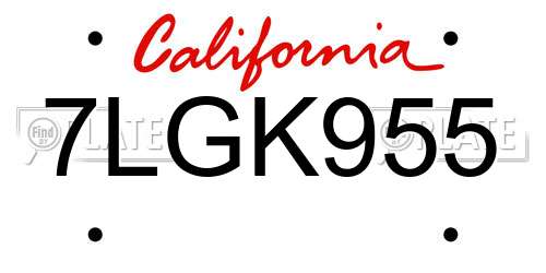 7LGK955 California License Plate