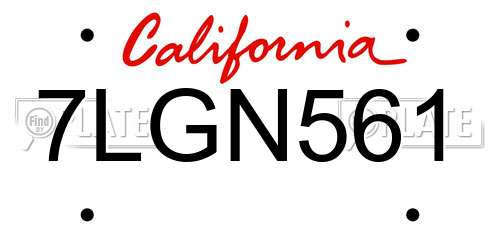 7LGN561 California License Plate