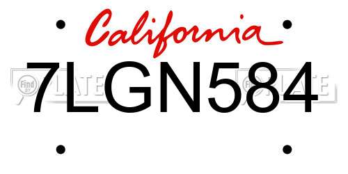 7LGN584 California License Plate