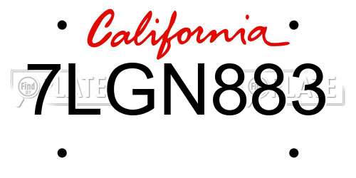7LGN883 California License Plate