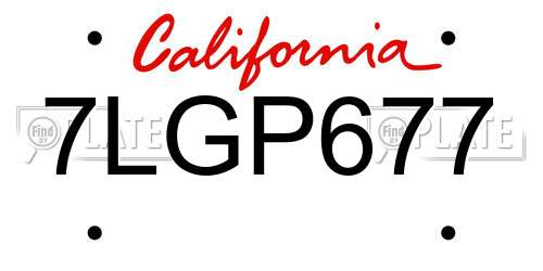 7LGP677 California License Plate
