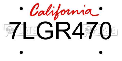 7LGR470 California License Plate