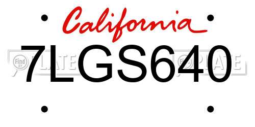 7LGS640 California License Plate