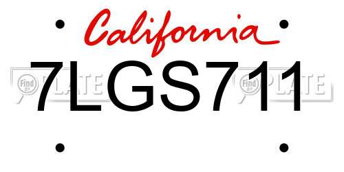 7LGS711 California License Plate