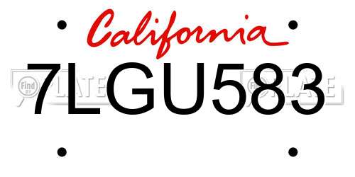 7LGU583 California License Plate