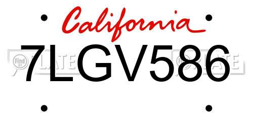 7LGV586 California License Plate