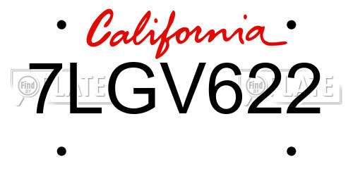 7LGV622 California License Plate
