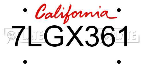 7LGX361 California License Plate