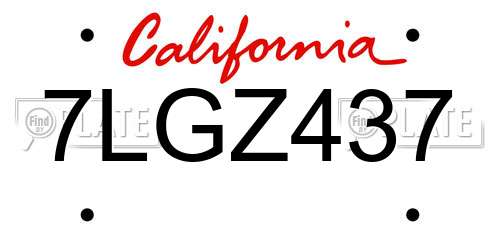 7LGZ437 California License Plate