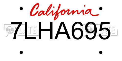 7LHA695 California License Plate