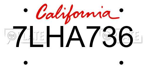 7LHA736 California License Plate