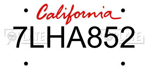 7LHA852 California License Plate