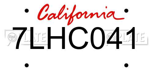 7LHC041 California License Plate