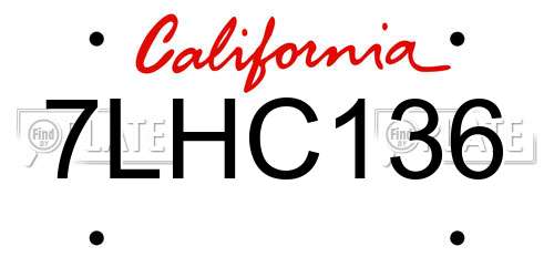 7LHC136 California License Plate
