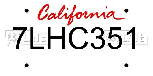 7LHC351 California License Plate