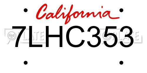 7LHC353 California License Plate