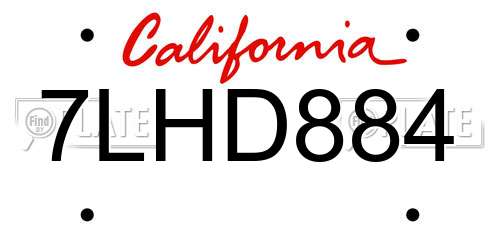 7LHD884 California License Plate
