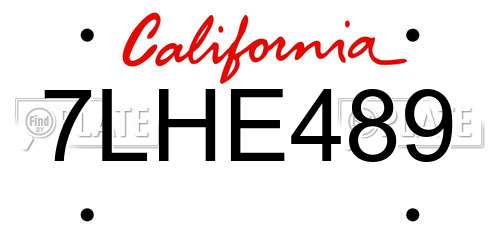 7LHE489 California License Plate