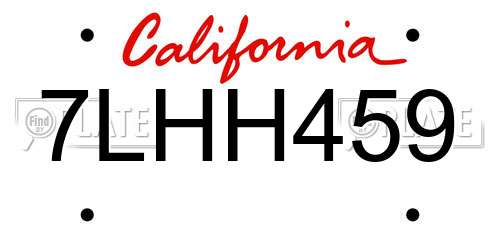 7LHH459 California License Plate