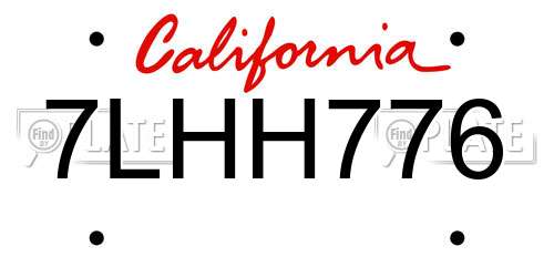 7LHH776 California License Plate