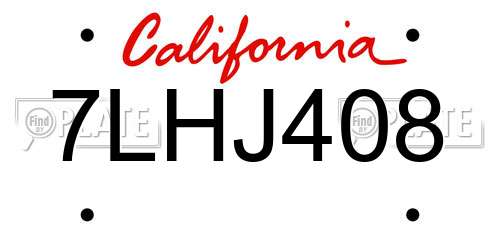 7LHJ408 California License Plate