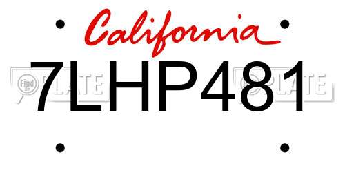 7LHP481 California License Plate