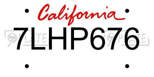 7LHP676 California License Plate