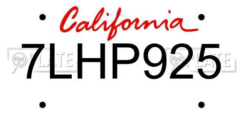 7LHP925 California License Plate