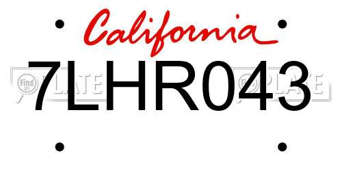 7LHR043 California License Plate