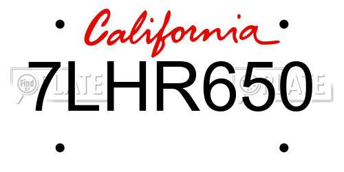 7LHR650 California License Plate