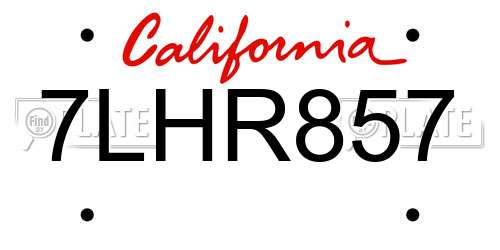 7LHR857 California License Plate