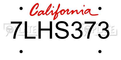7LHS373 California License Plate