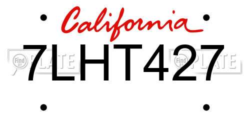 7LHT427 California License Plate