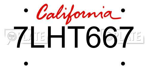 7LHT667 California License Plate