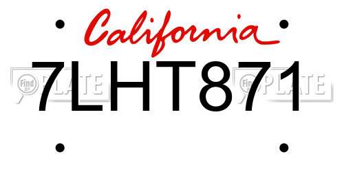 7LHT871 California License Plate