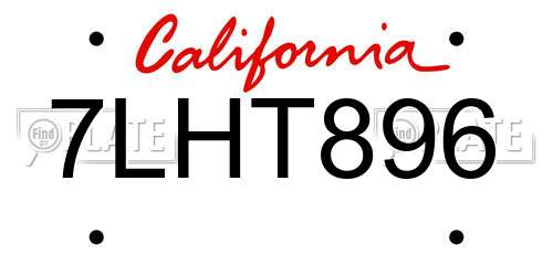 7LHT896 California License Plate