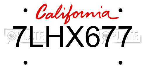7LHX677 California License Plate