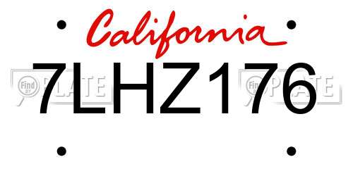 7LHZ176 California License Plate