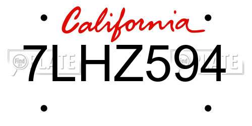 7LHZ594 California License Plate