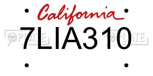 7LIA310 California License Plate