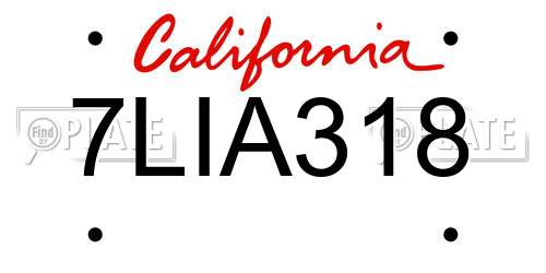 7LIA318 California License Plate