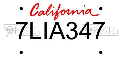 7LIA347 California License Plate