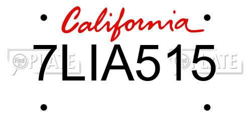 7LIA515 California License Plate
